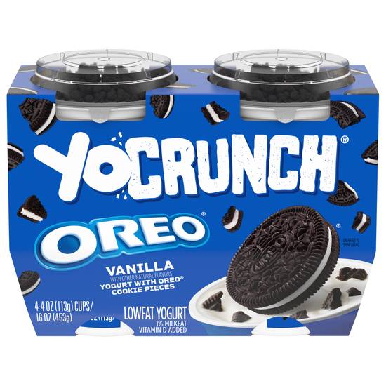 Yocrunch Lowfat Vanilla Yogurt With Oreo Cookie Pieces (4 ct)