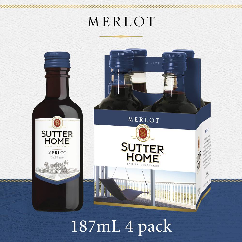 Sutter Home Fruity Merlot Wine (4 ct, 187 ml)