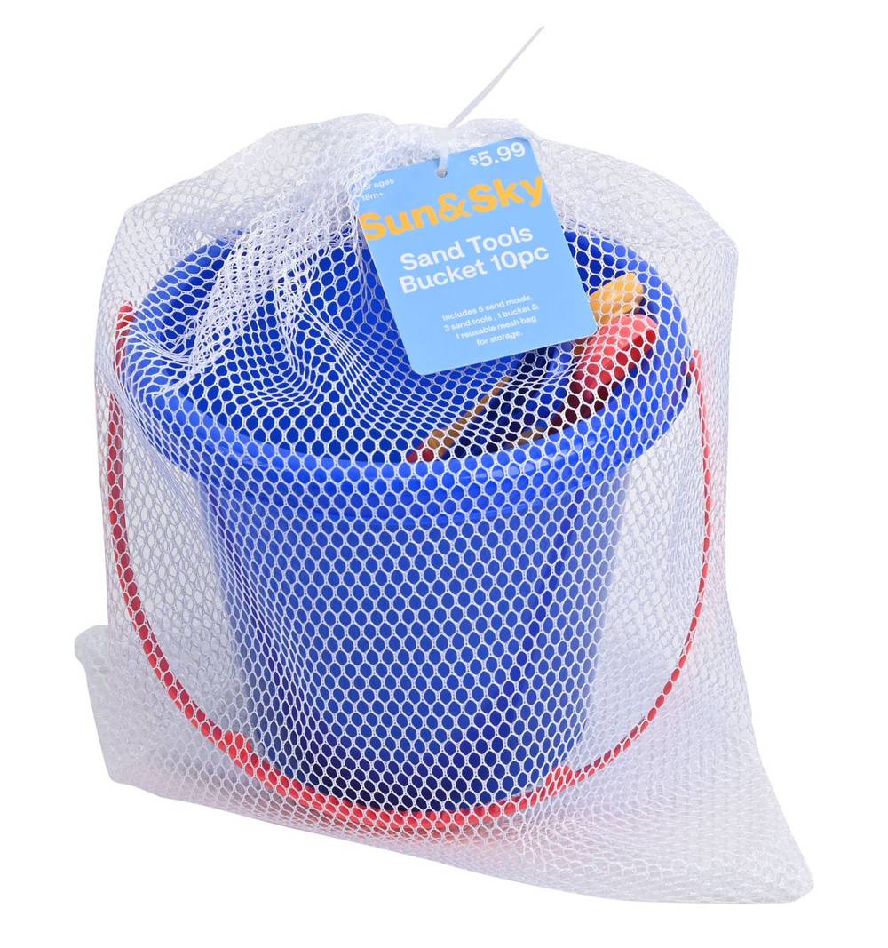 Sun & Sky Sand Tools Playset With Bucket, Multicolor (10 ct)
