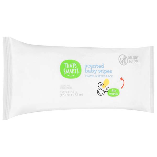 That's Smart! Scented Baby Wipes Travel & Refill pack, 7.0 in x 7.0 in (80 ct)