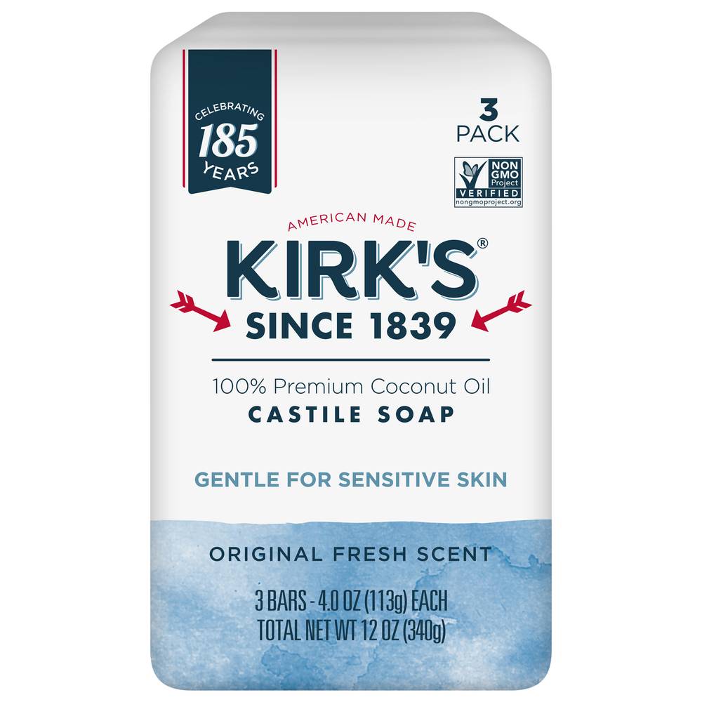 Kirk's Original Fresh Scent Gentle Castile Soap Bar (3 ct)