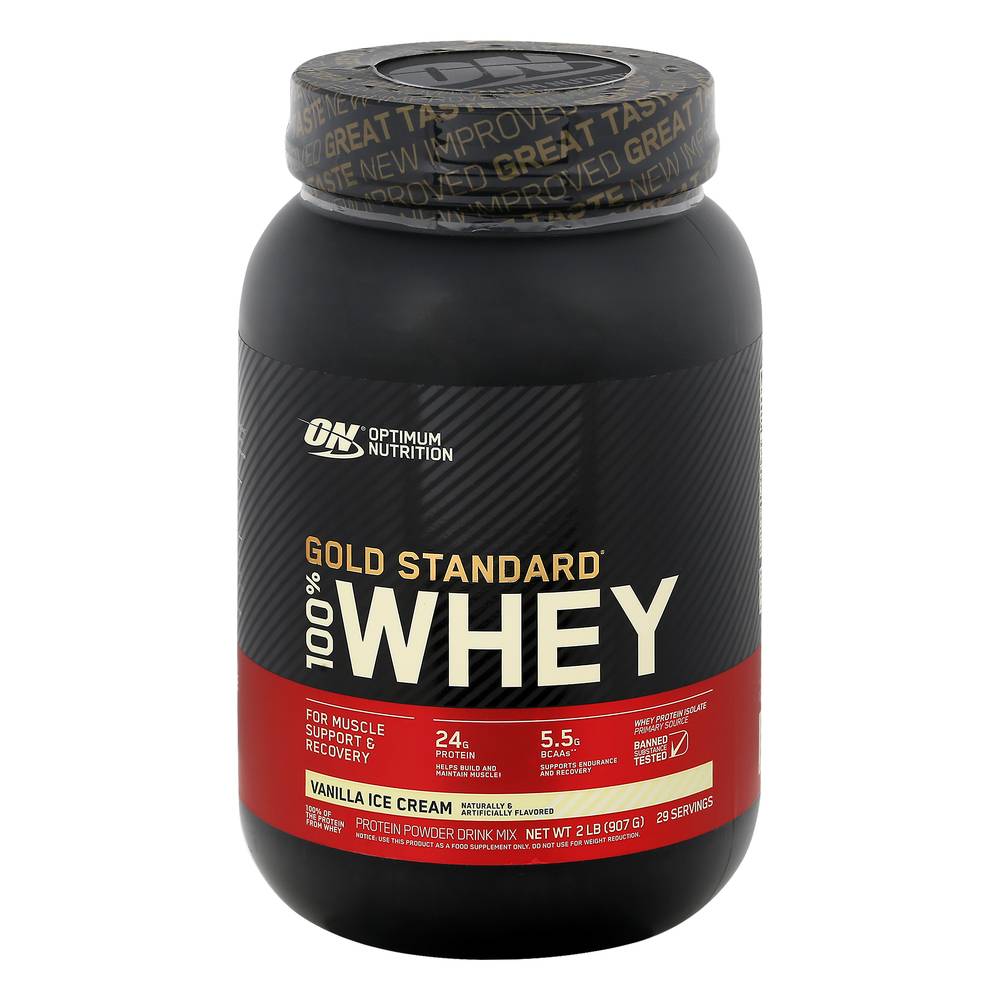 Optimum Nutrition Gold Standard 100% Whey Protein Drink Mix (32 oz) ( vanilla ice cream)