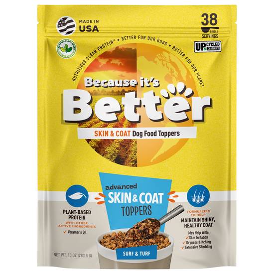 Because It's Better Dog Food Toppers Advanced Skin & Coat Surf & Turf, 10 oz