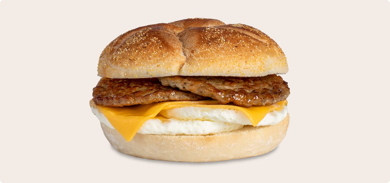 Sausage, Egg & Cheese on a Kaiser Roll