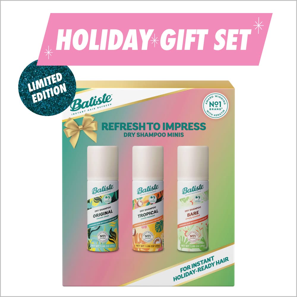 Batiste Instant Hair Refresh Dry Shampoo Minis Set, Original-Tropical-Bare (3 x 3.2 oz)