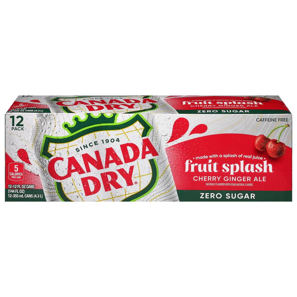 Canada Dry Ale Zero Sugar Soda (12 pack, 12 fl oz) (fruit splash cherry-ginger)