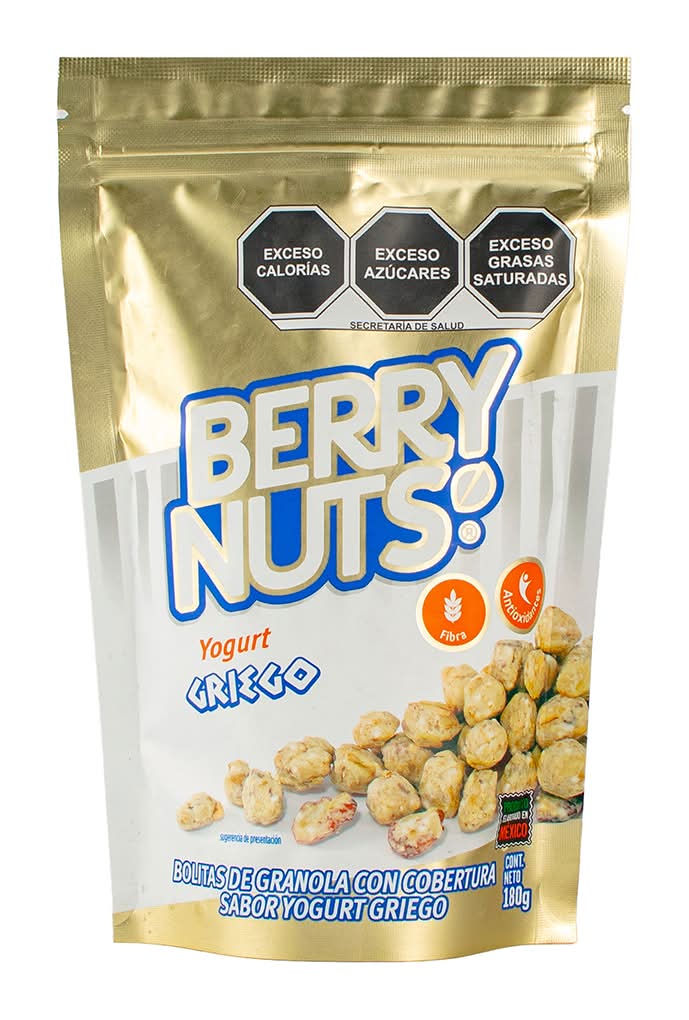Berry Nuts · Clusters de granola con cobertura, yogurt griego (180 g)
