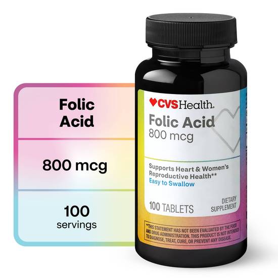CVS Health Folic Acid Tablets, 100 CT