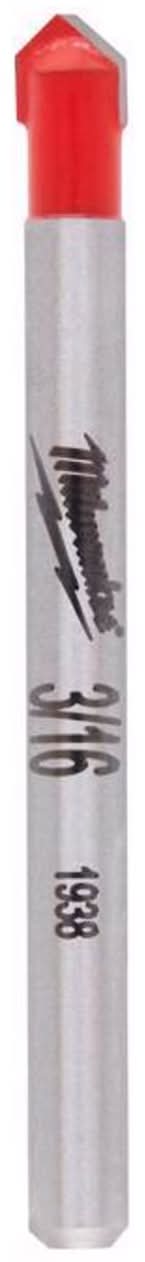Milwaukee 3/16 In. X 2 In. L Carbide Tipped Glass/Tile Drill Bit Round Shank 1 Pc