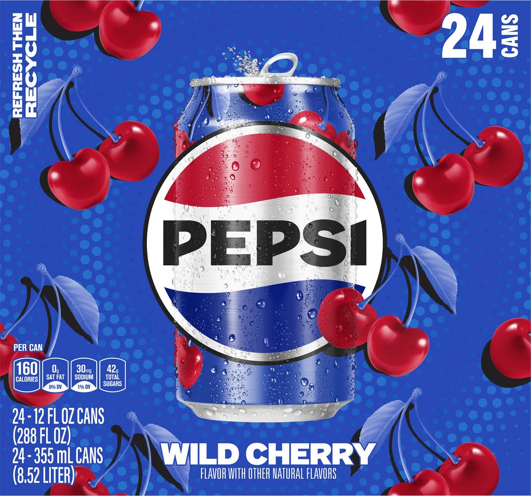 Pepsi Flavored Soda, Wild Cherry (24 x 12 fl oz)