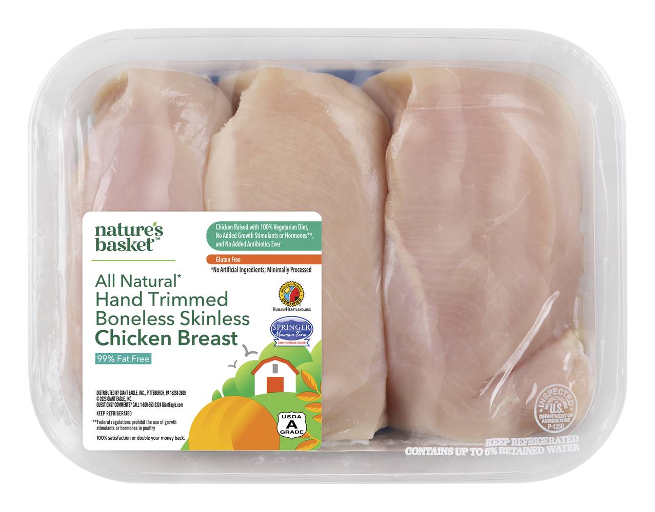 Nature's Basket All Natural Chicken Breast, Boneless, Skinless, Hand Trimmed