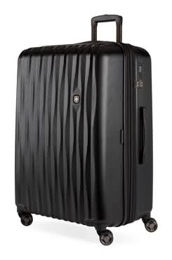 SwissGear Energie Hardside Checked Spinner Suitcase, L, Black