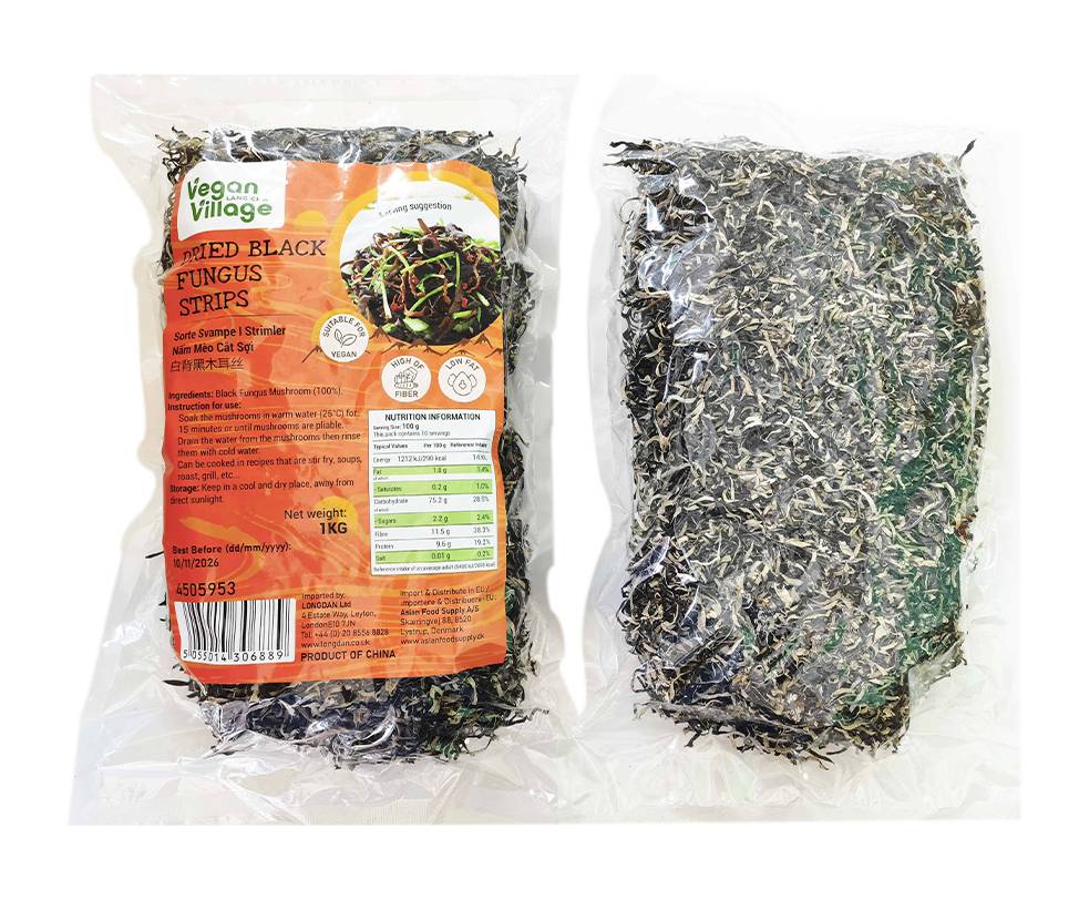 Vegan Village Dried Black Fungus Strips (1kg)