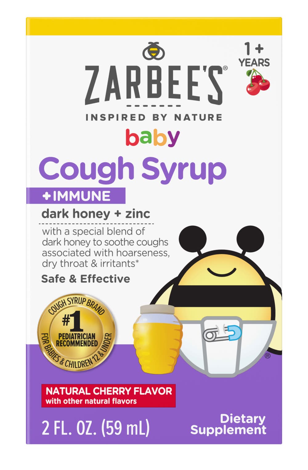 Zarbee's 12-24 Months Immune Cherry Baby Cough Syrup (2 fl oz)