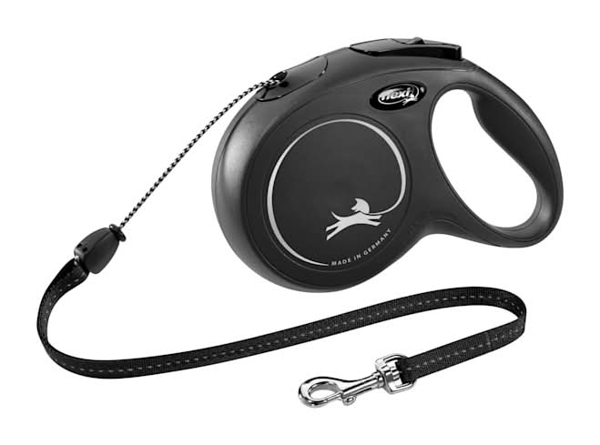 Flexi Classic Cord Retractable Dog Leash, Medium, Black, 26'