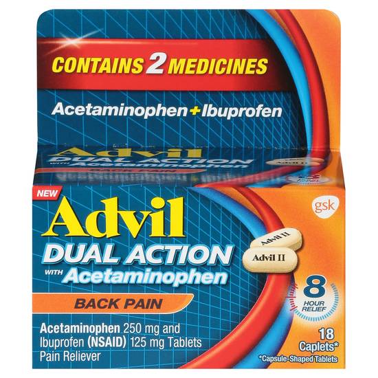 Advil Dual Action With Acetaminophen Back Pain (18 ct)