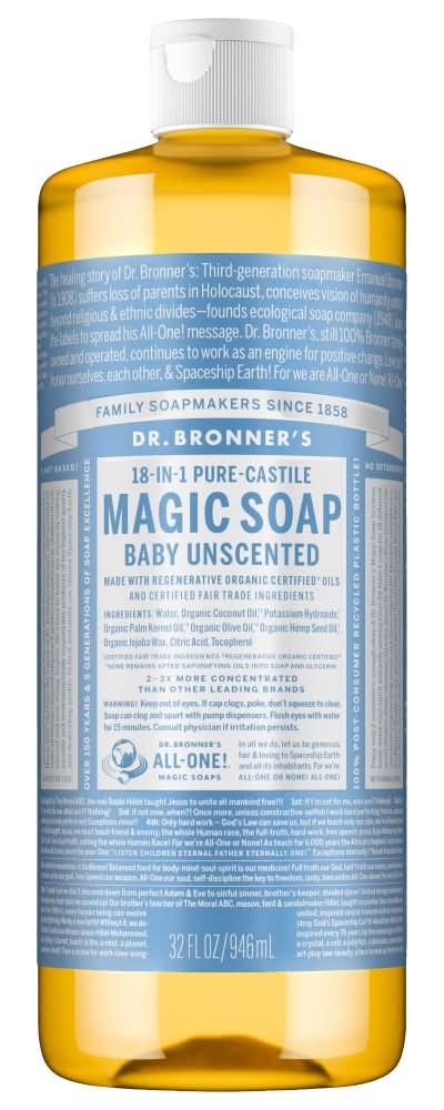 Dr. Bronner's 18-In-1 Baby Unscented Pure Castile Soap (32 fl oz)
