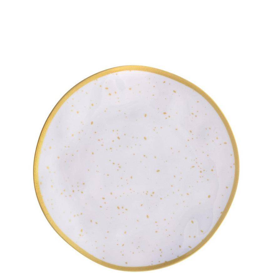 White With Gold Speckles Melamine Dessert Plate, 6.25in