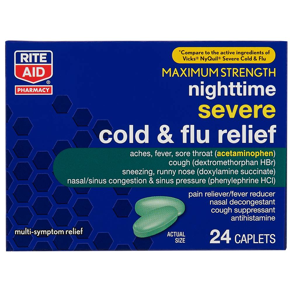 Rite Aid Maximum Strength Nighttime Cold and Flu Relief (24 ct)