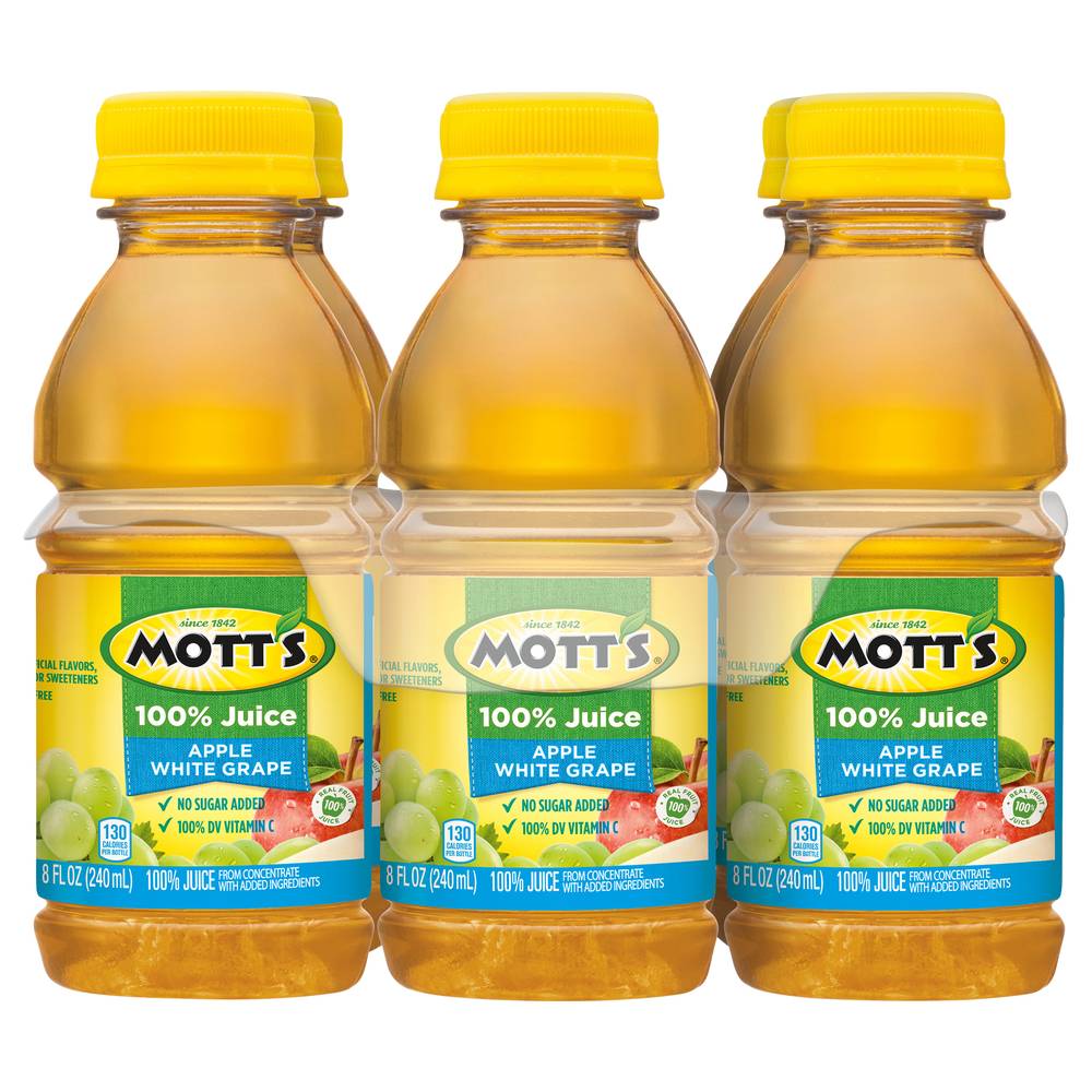Mott's Apple White Grape 100% Juice (6 ct, 8 fl oz)