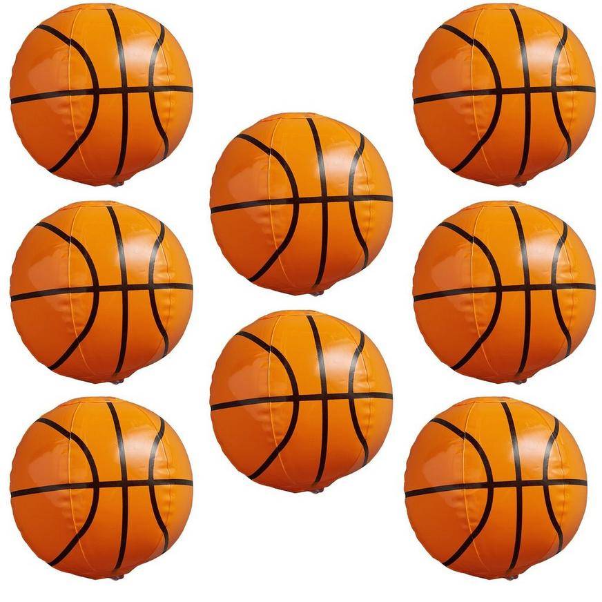 Party City Inflatable Basketballs, Orange-Black (8 ct)