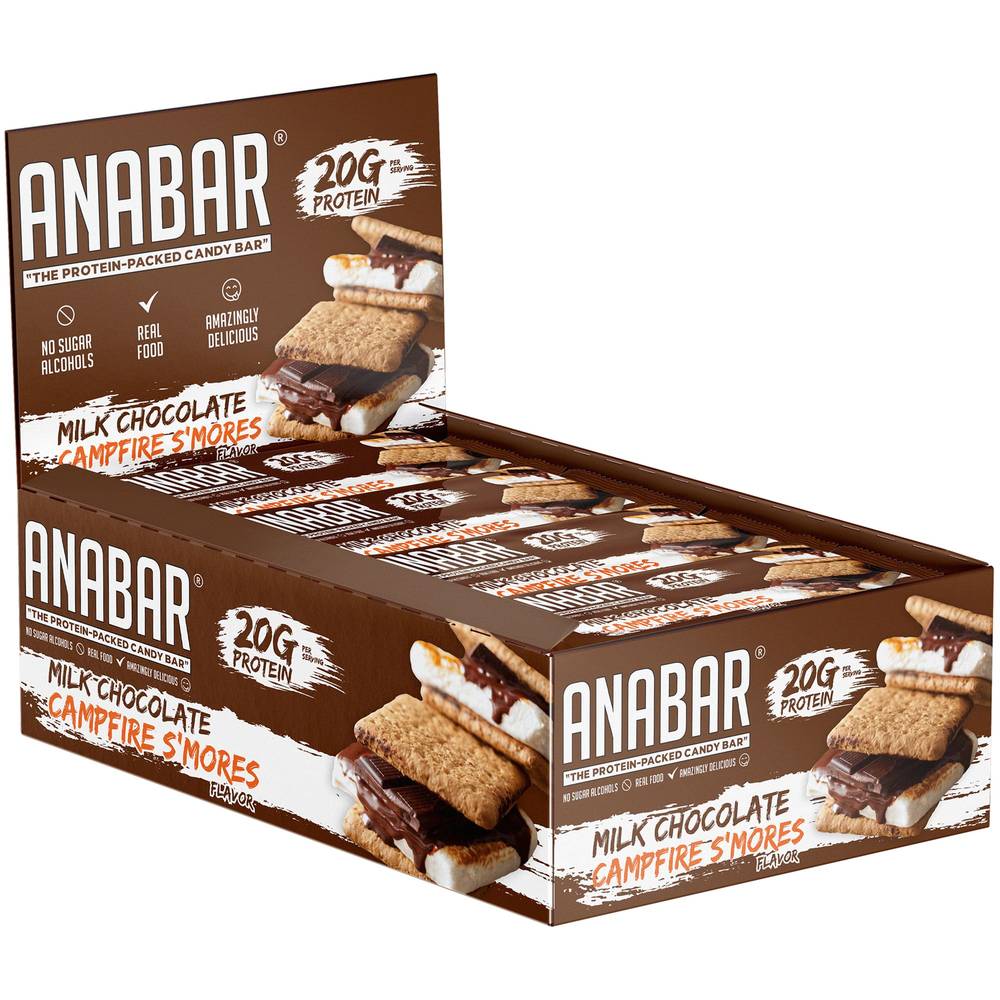 High Protein Candy Bar - Milk Chocolate Campfire S'Mores (12 Bars)