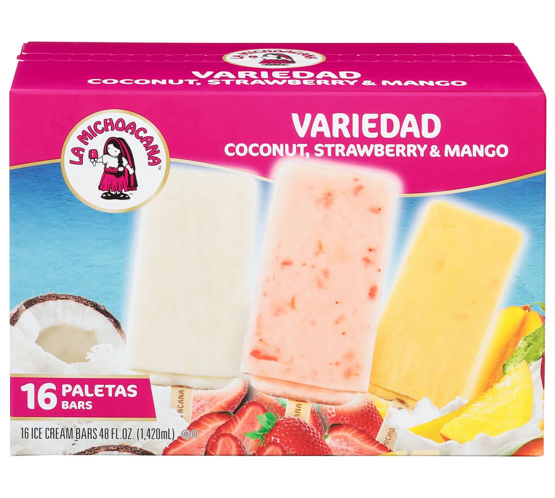 La Michoacana Variety Paletas Ice Cream Bars (48 oz, 16 ct)
