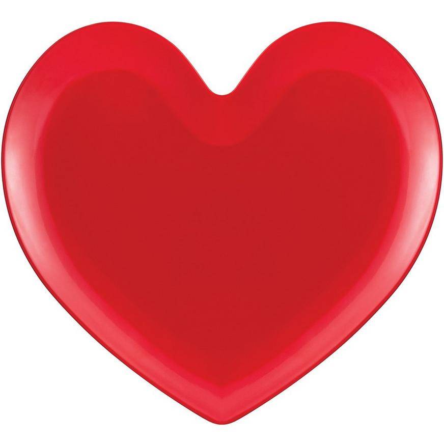 Red Heart-Shaped Melamine Lunch Plate, 9.37in