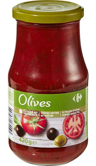 Sauce tomates olives Carrefour Classic' - le pot de 420g