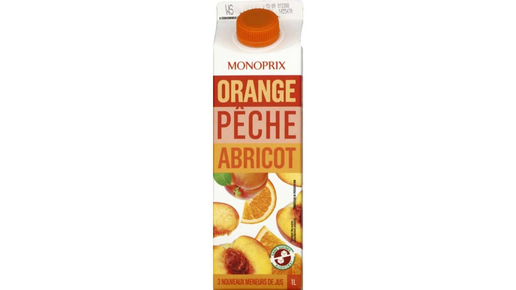 Monoprix - Jus des fruits, orange, pêche, abricot (1L)
