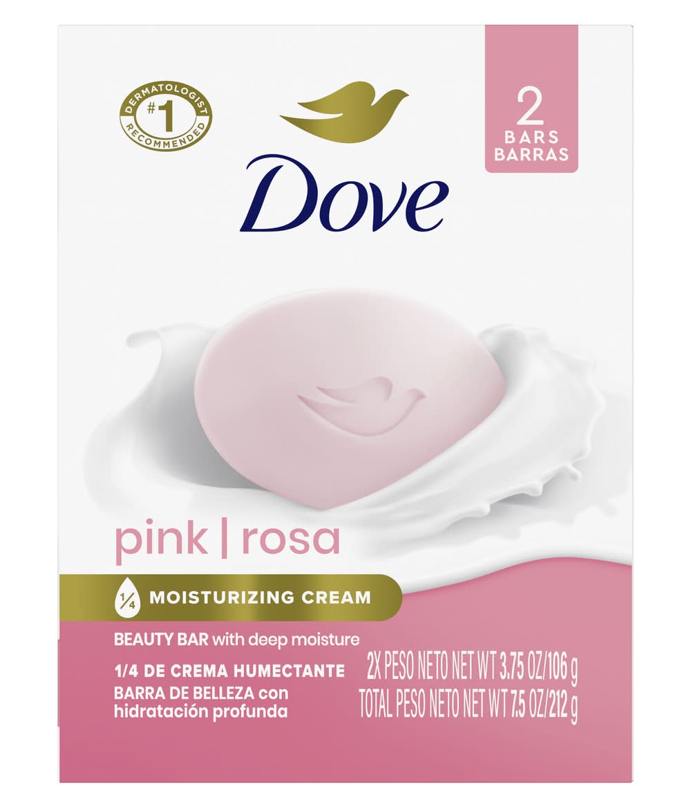 Dove Deep Moisturizing Cream Beauty Soap Bar, Pink Rosa (2 x 3.75 oz)