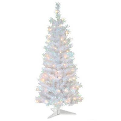 4ft Pre-lit White Tinsel Artificial Christmas Tree Clear Lights - National Tree Company