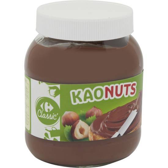 Carrefour Classic' - Kaonuts pâte à tartiner, noisettes - cacao (750g)