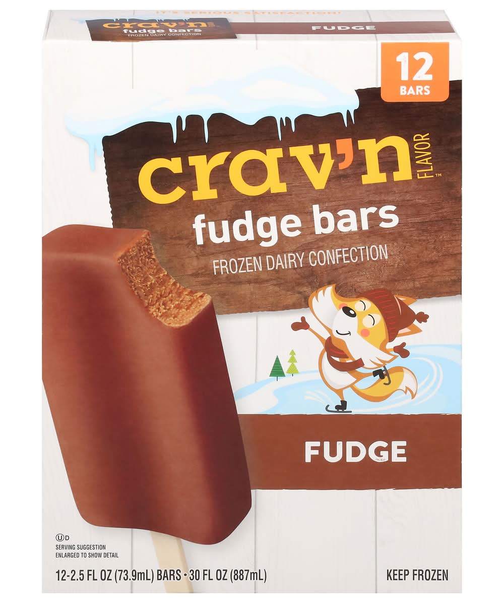 Crav'n Flavor Frozen Dessert Bars, Fudge (2.5 fl oz, 12 ct)