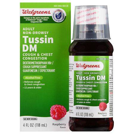 Walgreens Tussin Dm & Expectorant Raspberry Cough Suppressant Syrup
