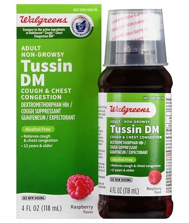 Walgreens Tussin Dm & Expectorant Raspberry Cough Suppressant Syrup (4 fl oz)
