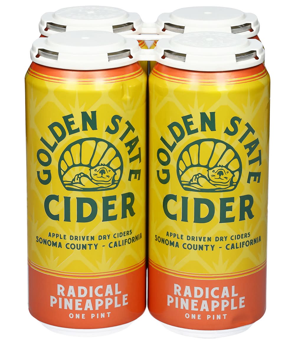 Golden State Cider Hard Cider, Radical Pineapple (4 x 1 pint)