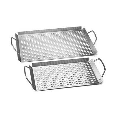 2pc Stainless Steel Grill Grid Set - Outset: Forged for Outdoor & Indoor Use, Dishwasher-Safe Cookware