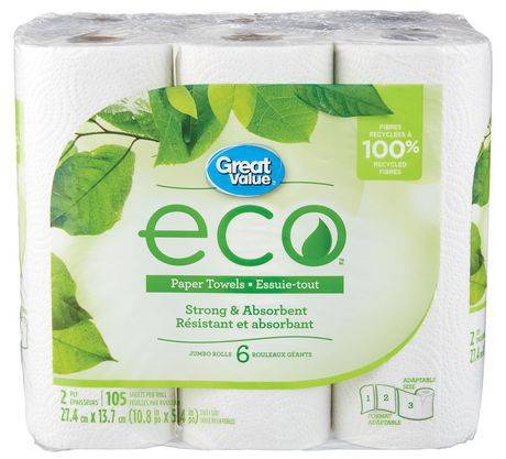 Great Value Eco Paper Towels (6 rolls)