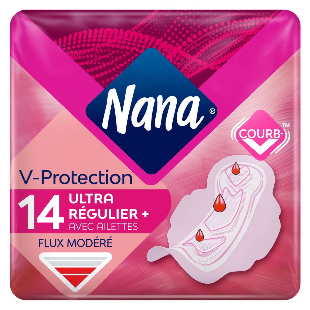 Nana - Serviettes hygiéniques ultra régulier plus avec ailettes (80g)