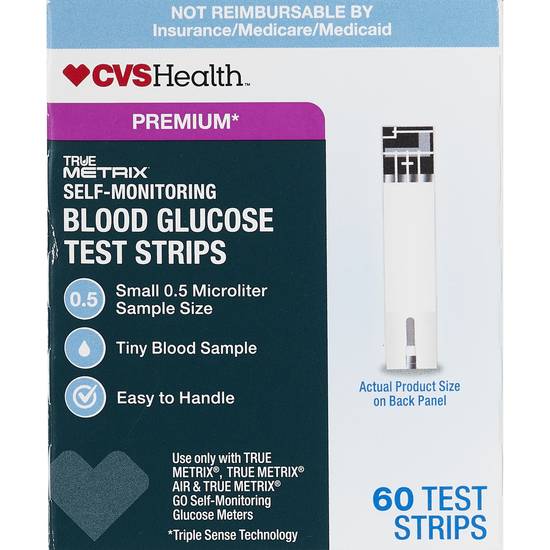 CVS Health True Metrix Blood Glucose Test Strips, 60 CT