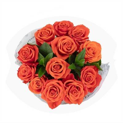 Dozen Fresh Cut Vibrant Orange Roses