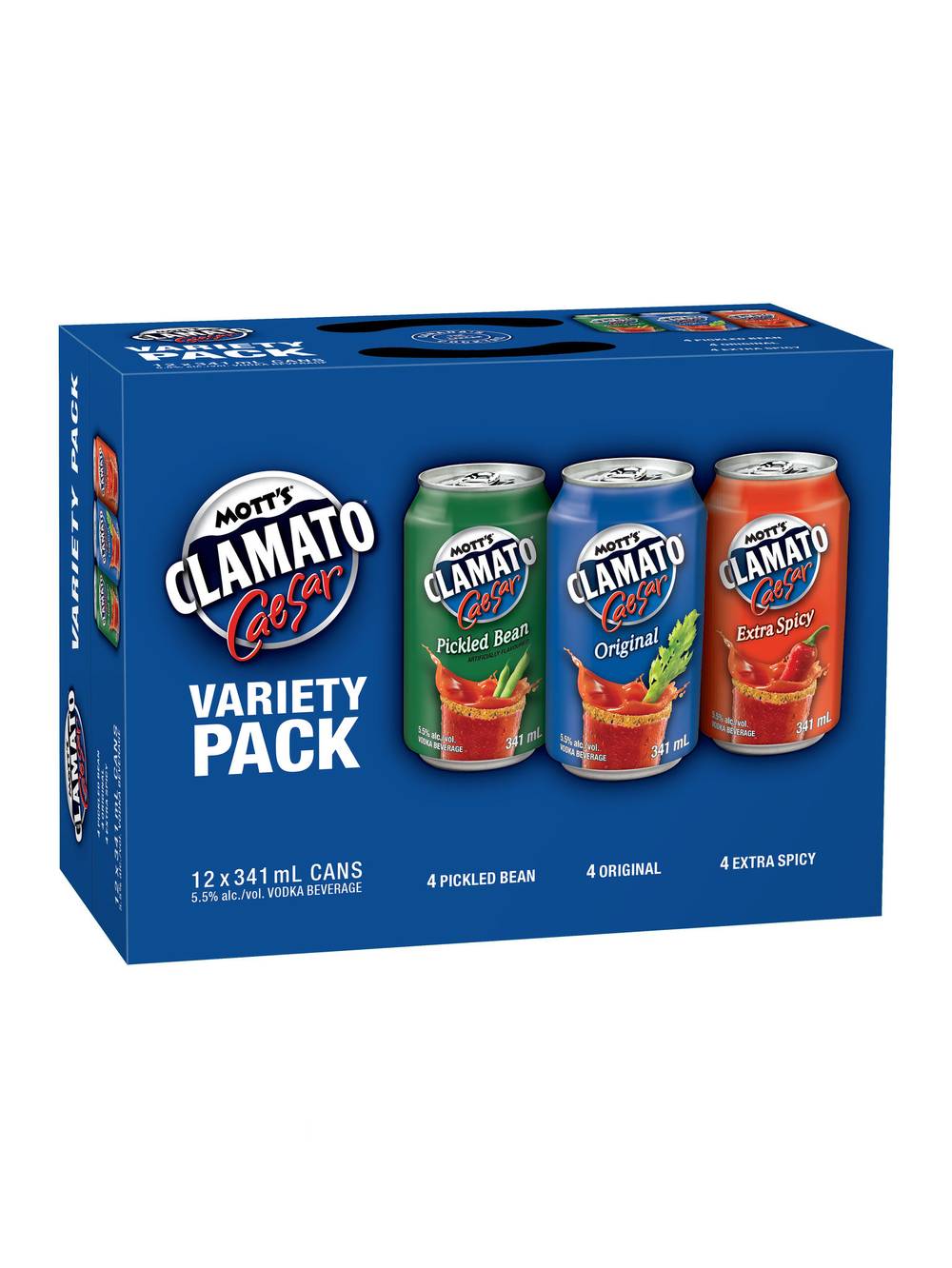 Mott's Clamato Caesar Vodka Beverage Variety pack (12 pack, 0.34 L)