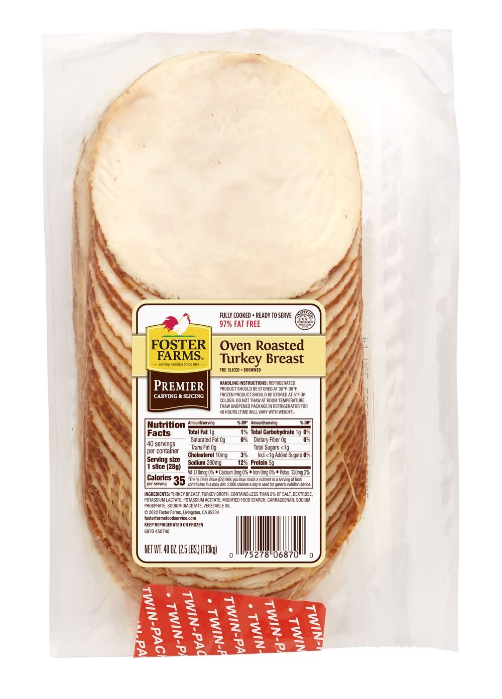 Foster Farms Oven Roasted Turkey Breast Sliced (2.5 lbs)