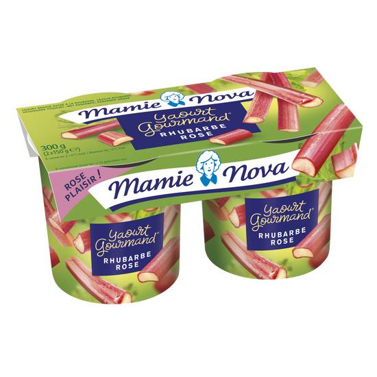 Mamie Nova - Yaourts gourmand aux fruits rhubarbe rose (2 pièces)