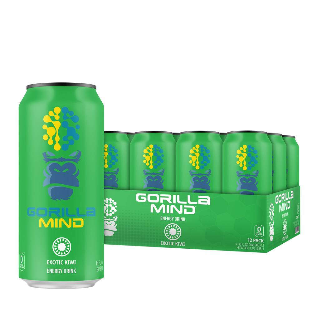 Gorilla Mind Energy Drink, Exotic Kiwi (12 x 16 fl oz)