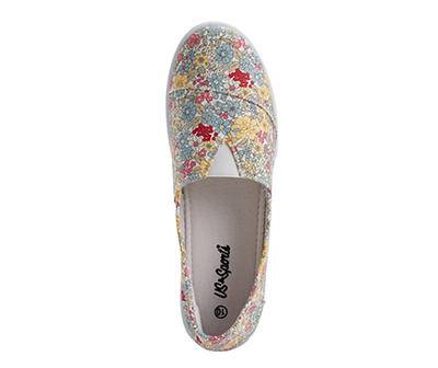 Women's 10 Pink & Blue Floral A-Line Slip-On Sneaker