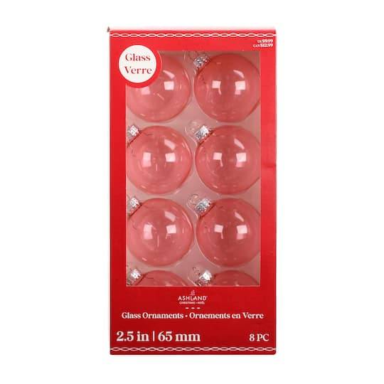 Ashland Glass Ball Ornaments, 2.5", Pink (8 ct)