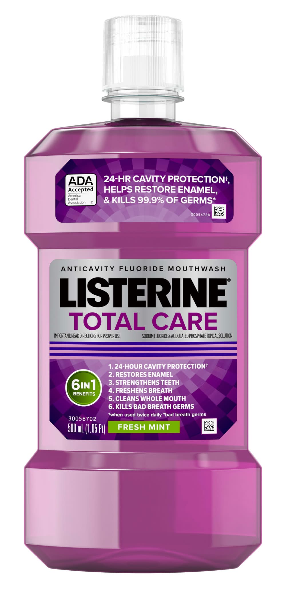 Listerine Anticavity Fluoride Mouthwash, Fresh Mint (500 ml)