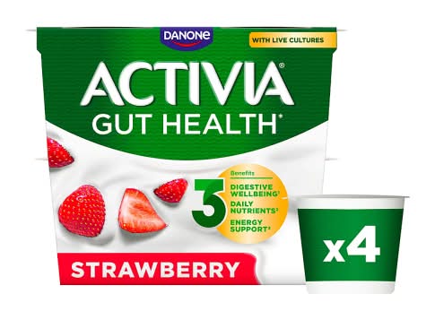Activia Strawberry, Gut Health Yogurt (4 x 115g)